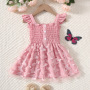 Conyson Summer Princess Vintage Casual Ruffle 1-6Y Pageant Cute Solid Color Butterfly Fairy Birthday Prom Kids Party Dress