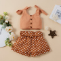 Conyson Toddler Baby Girl Summer 2Pcs Set Solid Bandage Suspender Tops + Polka Dot Elastic Heart Short Pants Casual Outfits