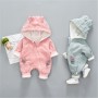 Outdoor Hooded Romper Long Sleeve Cartoon Set Plain Baby Clothes Romper For Children