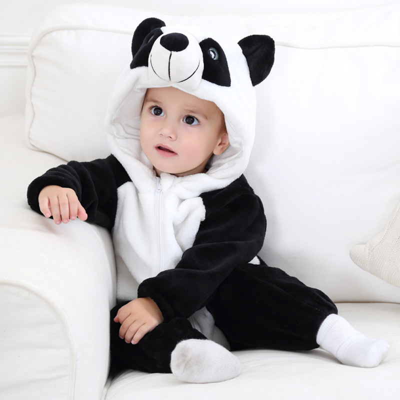 Autumn Winter Wholesale Flano Flannel Without Feet Long Sleeve Animals cartoon baby Rompers fur warm new born clothes