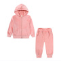 Conyson Wholesale Nonsexual Custom Kids Outdoor Stationaery Hooded Top And Pants Set French Baby Sweatshirt School Art Kids Sets