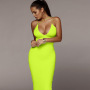 factory price Fashion New Women Casual V-Neck Halt Long Dresses Summer Girls Pencil Bodycon Sexy female hip Club Dress Clothing
