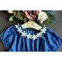 Hot Sale 2021 Summer Korean new Fashion Short Sleeve Flower Blue ruffle A-Line clothing beautiful Princess baby Girl Denim Dress