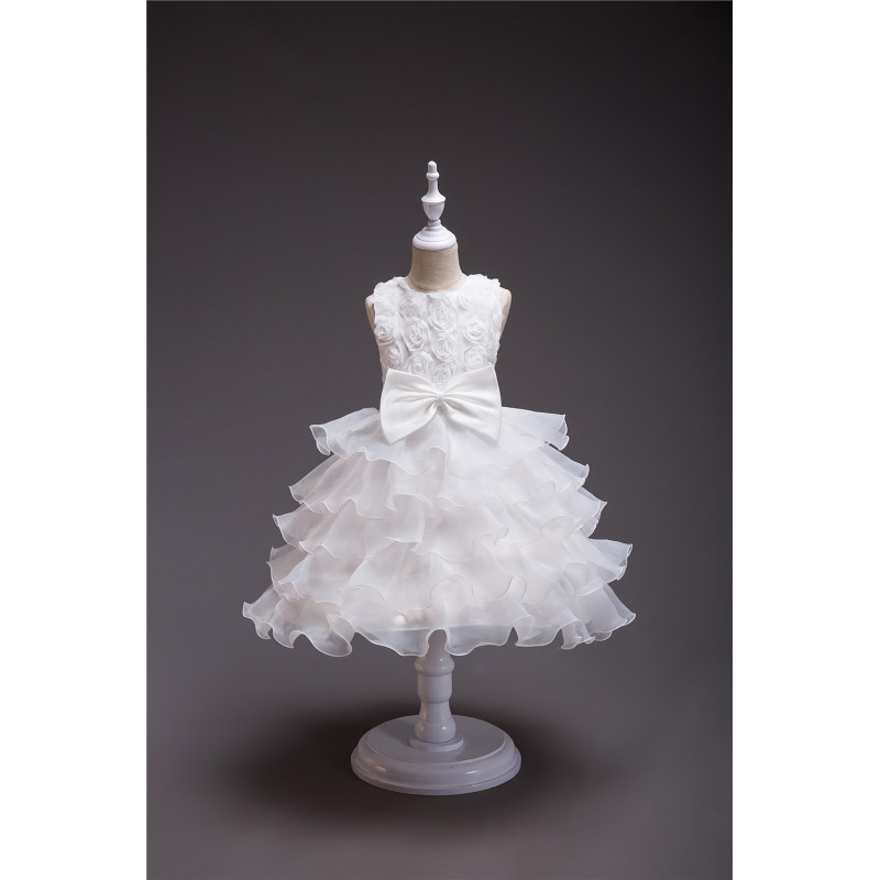 Wholesale Summer Children Dress Exquisite Girl Fluffy Layered Princess Wedding Dress Bow Cute Dress