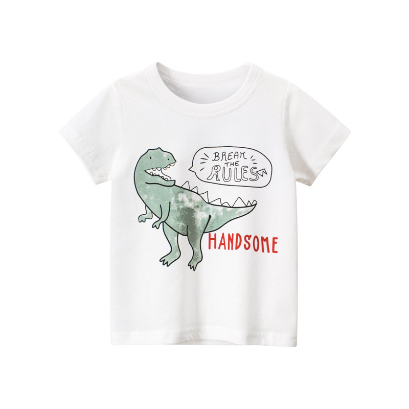 Conyson Hot Sale  Custom 100% Cotton Short Sleeves Cartoon Dinosaur Printing Kids Clothing Baby Boys Graphic T-shirts