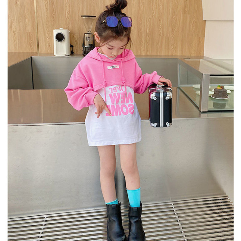 Conyson Wholesale Girls Spring Summer Kids Clothing New Baby Girls Long Sleeves 2Pcs Short Hoodies Dress Clothing Skirt Set Kids