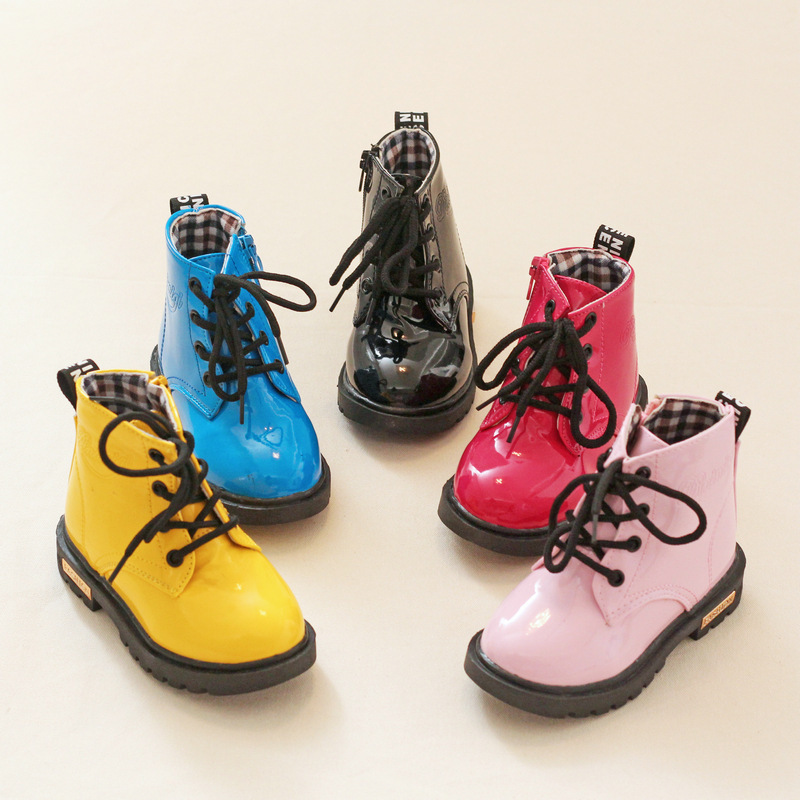 Conyson wholesale winter Korean design size 21-36 child PU Leather boot baby kid boy girl snow clothing Martin boots shoes