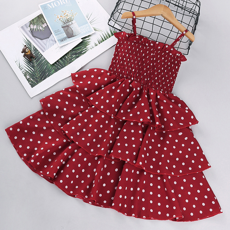High Quality Knitted 100% Cotton Knee-Length Layered Dress Children Kids Apparel Girl Dress