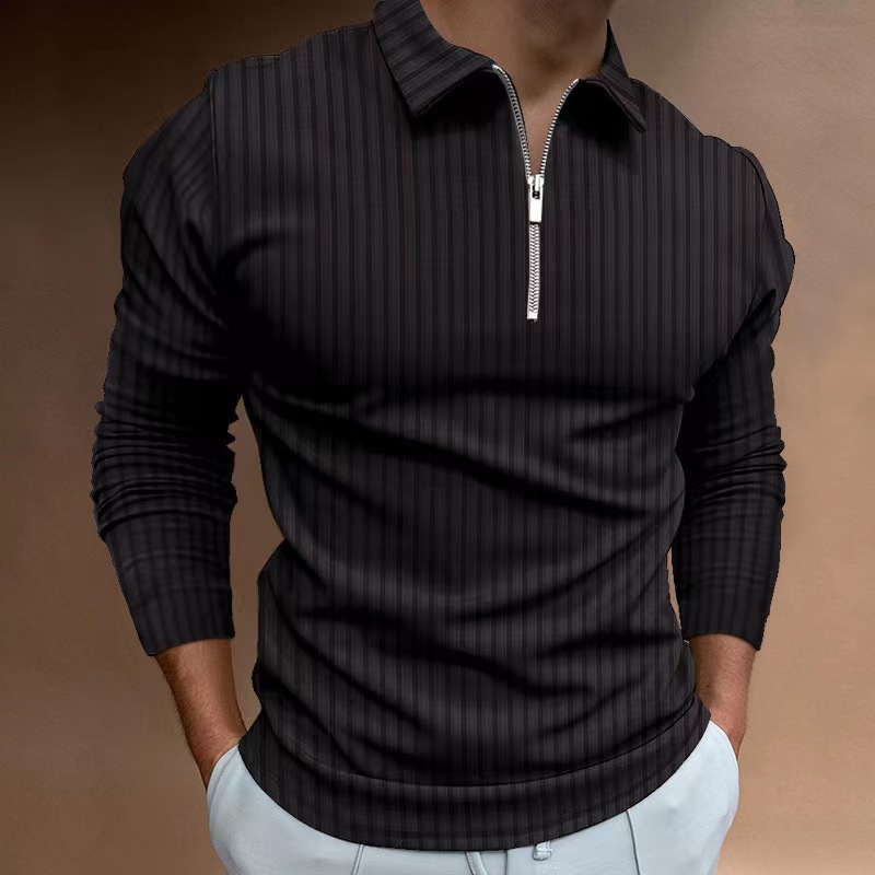 Conyson New Style Spring Autumn Pure Color Long Sleeve Fashion Stripe Splicing Custom Logo Sports Loose Golf Men's Polo T-shirts