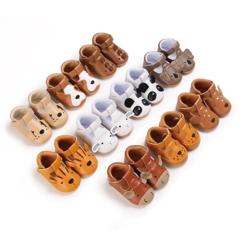 Wholesale 3D Cartoon Animals Pattern Toddler Shoes Breathable Antiskid Unisex Hook Loop Kids Infnt Shoes For 3-12M Baby