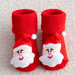 Conyson 2021 winter New fashion Christmas kids cute sets cotton thicken antislip popular toddler kids unisex red room socks