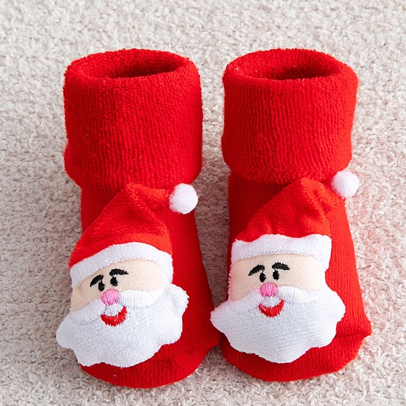 Conyson 2021 winter New fashion Christmas kids cute sets cotton thicken antislip popular toddler kids unisex red room socks
