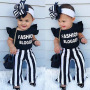 Stripe Pants Kids Girls Cotton Short Sleeve Set Girls Summer Cotton Printed Striped Bottoms Baby Two Piece Sets Outfits