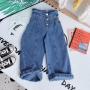 Conyson Kids Girls Wide-legged Jeans Spring Fall Children Loose Straight Soft Denim Pants Chubby Baby Girl High Waist Blue Jeans