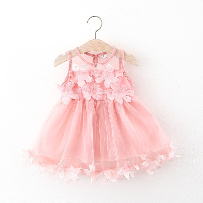 Conyson Wholesale Hot Sale 2022 Summer Cool Sweet Beach Kids Clothes Cute Lace Sleeveless Baby Girls Cotton Birthday Mini Dress