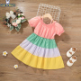 Conyson New Newborn Baby Clothes Girl Dress Summer Kids Clothing Cotton Rainbow Striped Halter Sleeveless Princess Vest Dresses