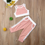 Conyson Summer Pink Sports Vest+Long Pants Casual  Outfits Set O-Neck Sleeveless Solid Little Girls 2 pcs Tracksuit