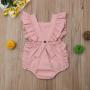 Conyson Wholesale Kids Baby Clothes Summer Sleeveless Candy Color Newborn Infant Baby Girl Solid Ruffle Romper Jumpsuit Outfits