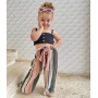 Conyson Wholesale High Quality Black Knitting Top Stripe Long Pants Two Pieces Littler Girls Boutique Outdoor Wear Casual Suits