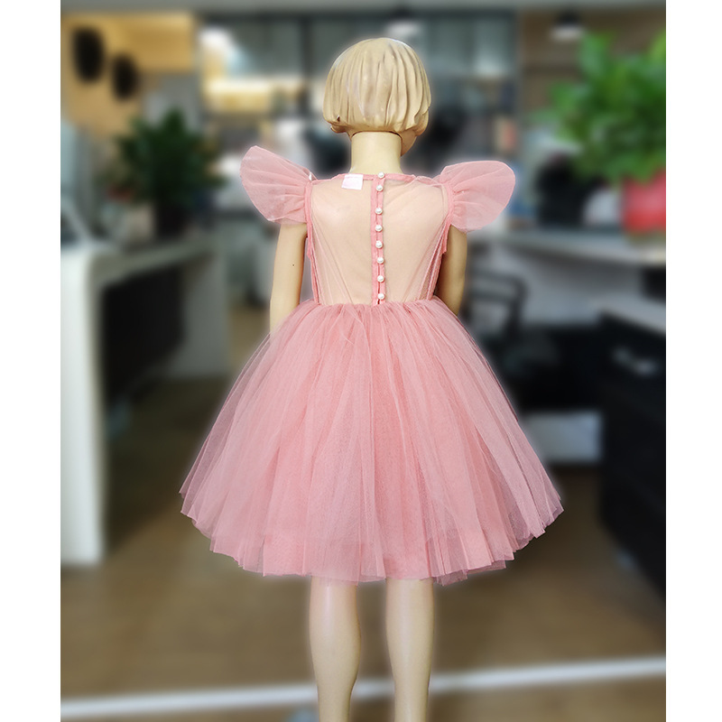 Conyson high quality costume elegant summer boutique yarn flying sleeve dancing princess dresses tulle host evening dress