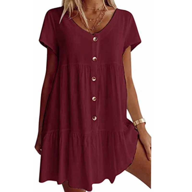 ready to ship one piece solid color loose clothing woman Online order clothes top women t-shirt casual long apparel ladies dress
