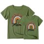 Rainbow Mother Daughter T-shirts Summer Family Matching Outfits Mom Baby Mommy and Me T-shirt Clothes Woman Girls Cotton Top