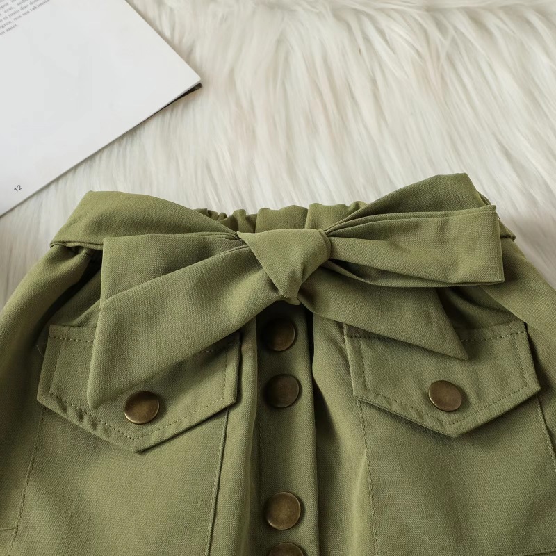 Conyson Stock Lots Organic Cotton Kids Girls' Clothing Sets Fall Spring Fashionable Turn-down Collar Girl Children Two Piece Set