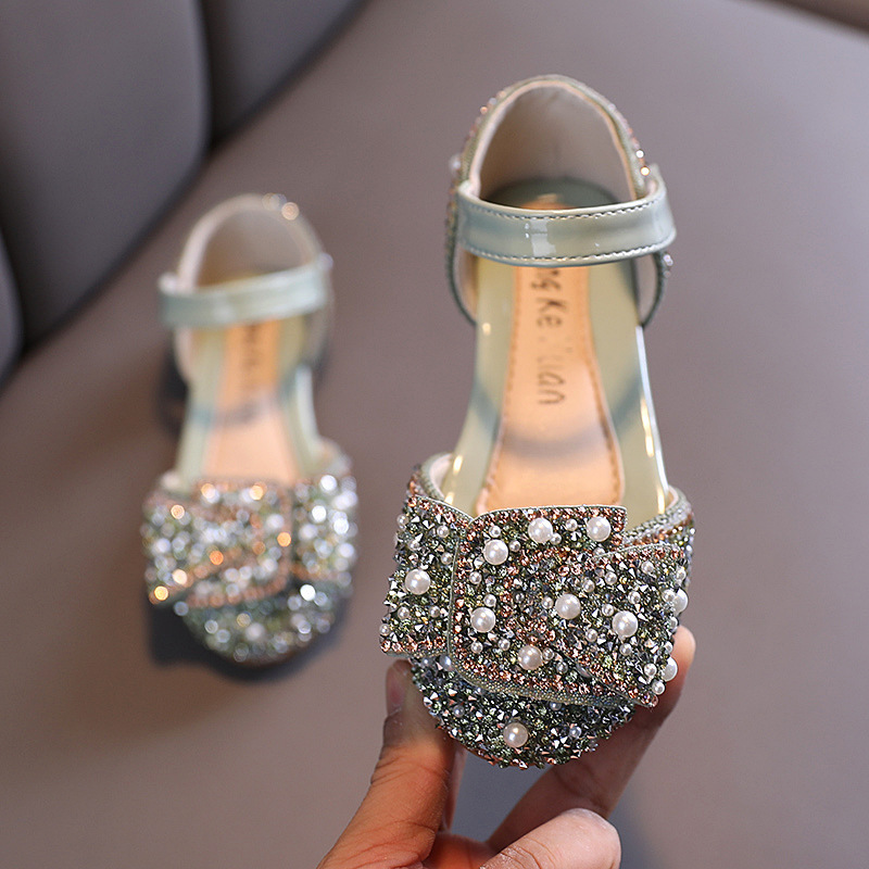 Conyson New Children Shoes Pearl Rhinestones Shining Kids Princess Shoes Baby Girls Shoes For Party and Wedding