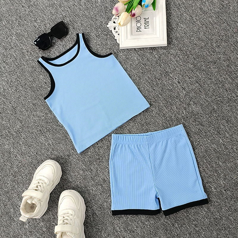 Conyson Kids Summer Vest Sleeveless 1-7 Years Unisex Cute Kids Designer Blank Tracksuit Clothing Set 2023 Girls 2 Pieces Sets