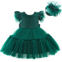 Conyson Wholesale Solid Flower Girl Sequined Princess Mesh Dress Christmas Party Wedding Tulle Tutu Girls Dresses