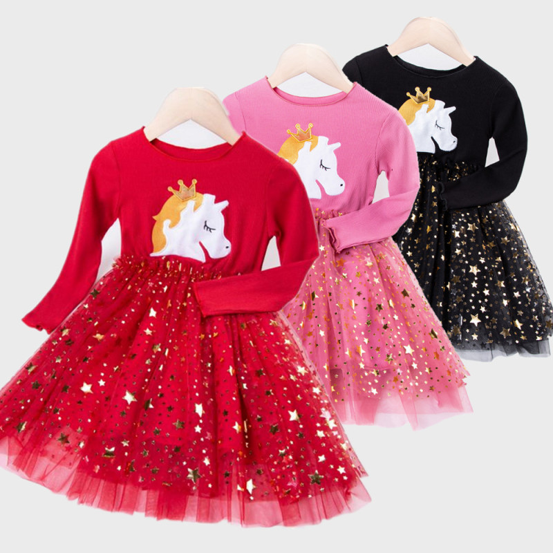 Children Fancy Unicorn Dress Princess Birthday Costume Kids Christmas Carnival Dresses for Girls Cosplay Clothing Robes Filles