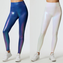 Women Fashion Leggings 2021 New Shiny Yoga Custom Butt Lifting Tight Sports Pants Fitness Yoga Wear Set Leggings Pants