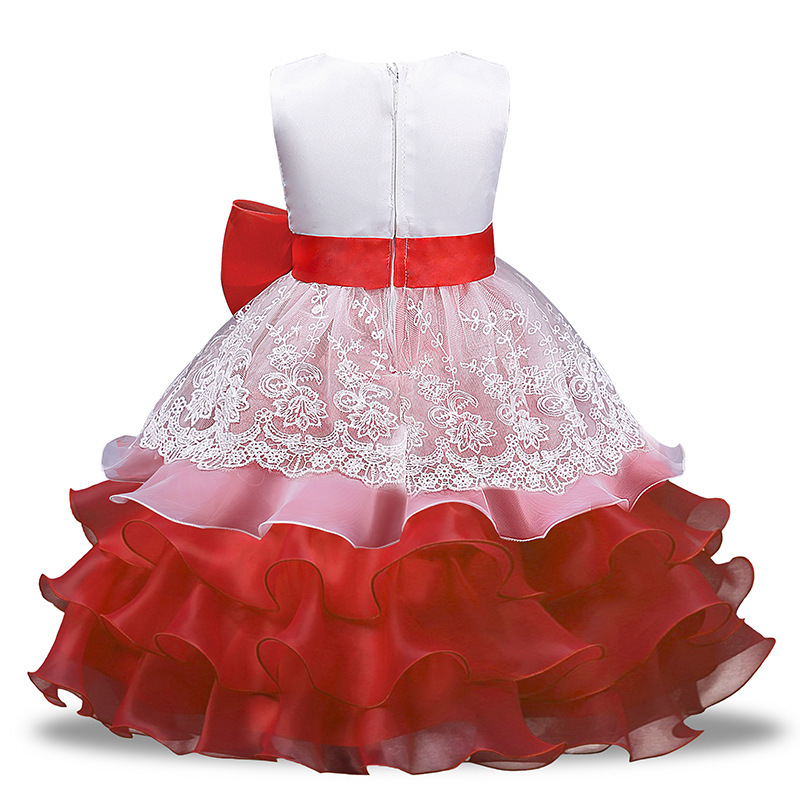 Dresses Wholesale Wedding Party Gown Skirt Popular Cotton Sequins Decoration Mesh Hem Casual Sleeveless Baby Girl Dress