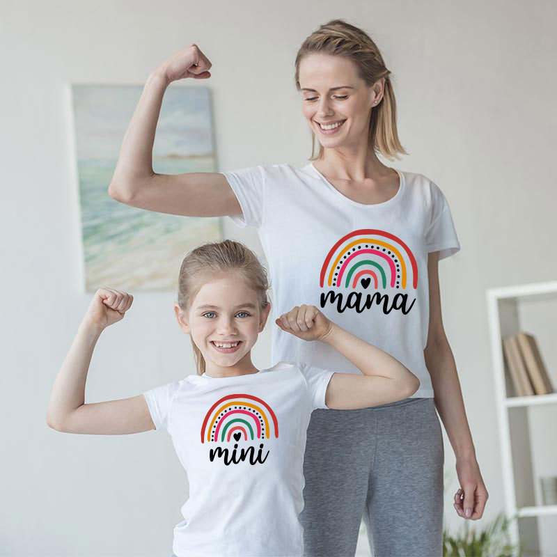 Conyson Wholesale Kids Clothes Summer Short Sleeve Mommy and Me Custom Logo Family Matching Clothing T-shirt Love Print Women