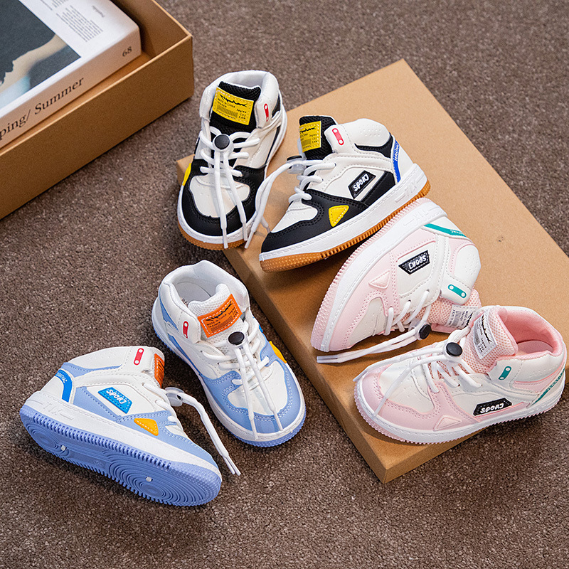 Conyson high quality kids spring autumn Korean fashion boutique designer running sport shoes boy girl Outdoor pu leather sneaker