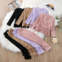 Conyson Children's Clothing Suits Drawstring Folds Slim All-match Bottoming Cheap Kids Suits girls clothing sets