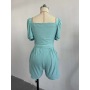 Conyson Spring Fall Clothes Puff Sleeve With Pockets Shorts Set 2 Piece Women Short Sleeve Shirt High Waist Shorts Women's Set