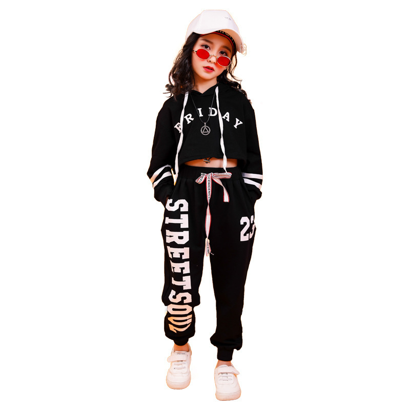 Fashion New Handsome Street Dance Girls Sweatsuits Children's Performance Autumn Clothing Sets