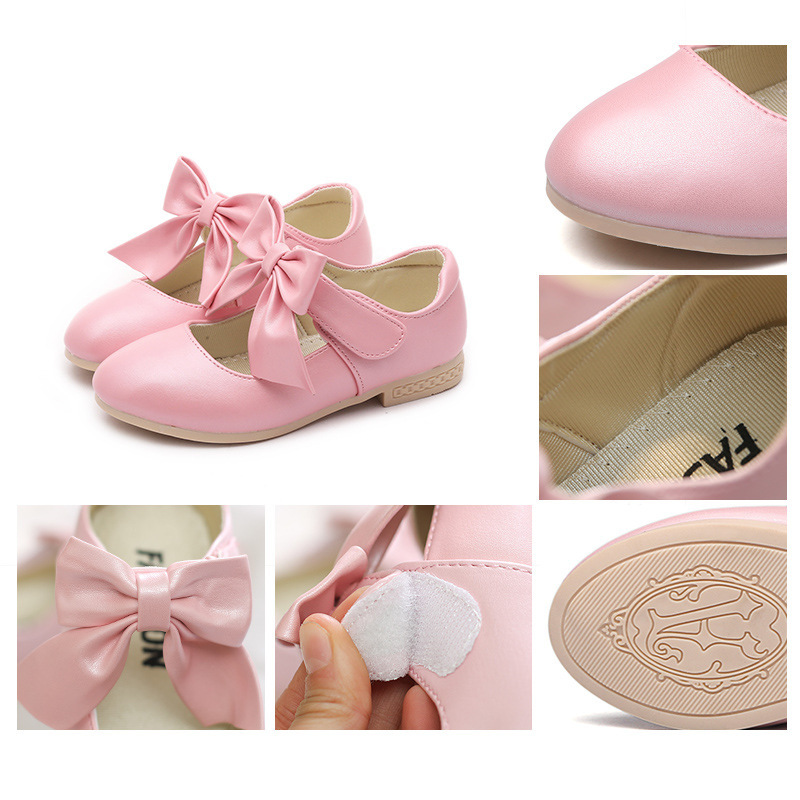 Conyson Wholesale Discount Kids Baby Girls Dress Shoes Summer New Designer Soft Microfiber Leather Bowknot Little Girls Shoes