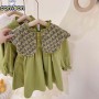 Conyson Stock Lots 3-8 Year Old Long Sleeve Frocks Designs Turn-down Collar Kids Flower Princess Fancy Baby Girls Casual Dress