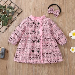 Conyson Hot Wholesale New Casual Style Spring Autumn Long Sleeve 100% Polyester Plaid 1-3 Years Little Girls Kids Party Dresses