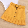 New Girl Suit Yellow Short Skirt Two Piece Baby Children Wholesale Kids Summer White Tank Romper Skirt Summer Sets Girls