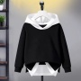 Wholesale Custom Logo Unisex Kids Hoodie Sweater Splicing Stitching Color Assumes Two Pieces Casual Sports Tops Upper Garments