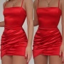 Conyson Delivery Fast Stock Clothing Spring Summer Women's Clothes Solid Color Shirring Design Women's Daily Slip Dress