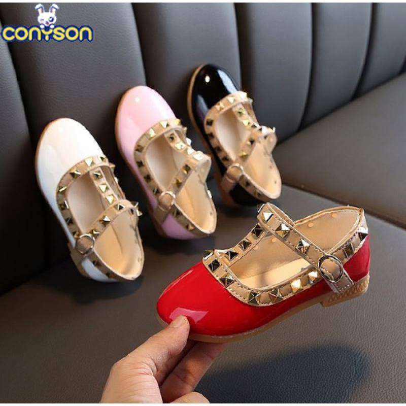 Conyson hot sale rts fashion Korean design shoes children hook & loop little kid toddler girls kids princess dancing rivet shoes