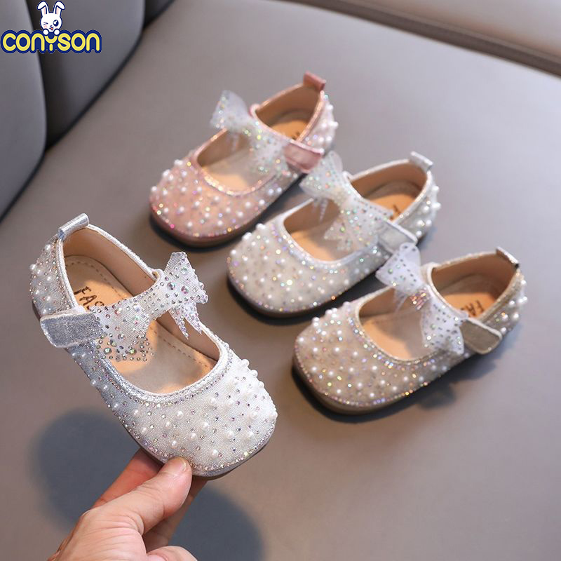 Conyson Fashion Factory Direct Princess Bow Baby Princess Dress Shoes Sweet Bow Infant Prewalker Soft Sole Baby Girls Shoes