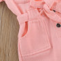 Baby Girls Denim Jumpsuit Overalls 2022 Kids Clothes Toddler Short Sleeve Lapel Pocket Long Pant Romper Children Outfit