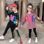 Conyson fashion autumn clothes kids GIrl letters print Outfits Long Sleeve Knitted cotton Sweater casual clothing Two Piece Sets