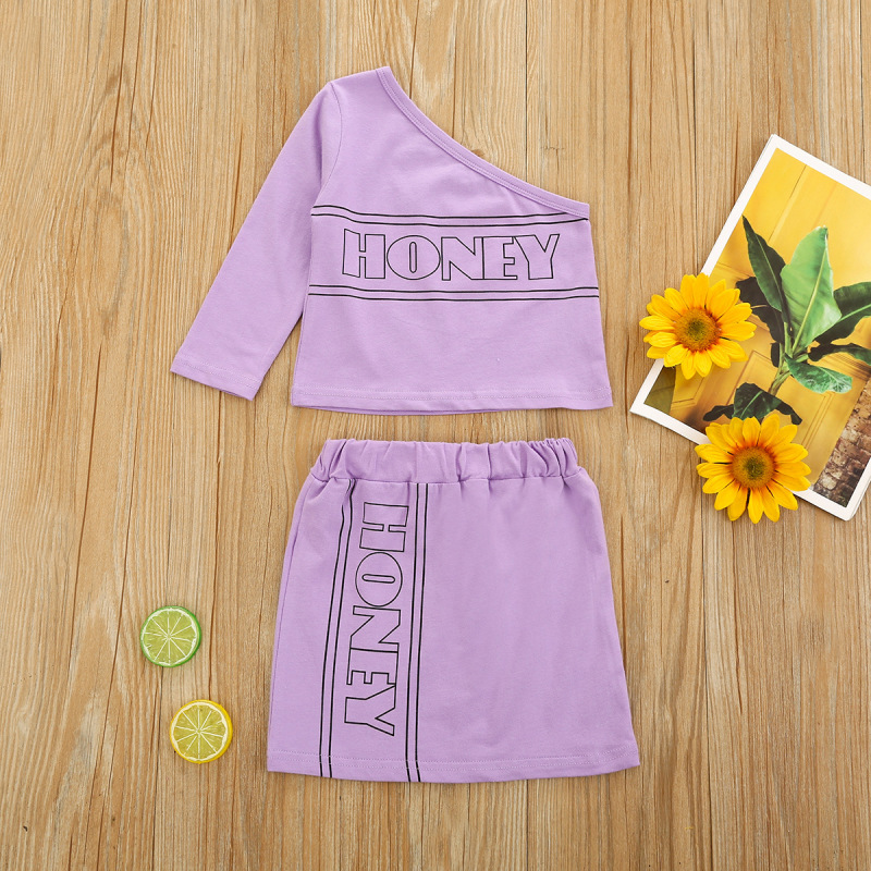 Conyson Wholesale Hot Sale Fashion Kids Clothes New Summer Boutique Little Girls Two Piece Kids Skirt Letter Print Sets Kids