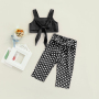 Conyson Summer Lovely Kids Girls Clothes Sets 2pcs Strap Sleeveless Vest Tops+Polka Dot Printed Pants Casual Children Outfits